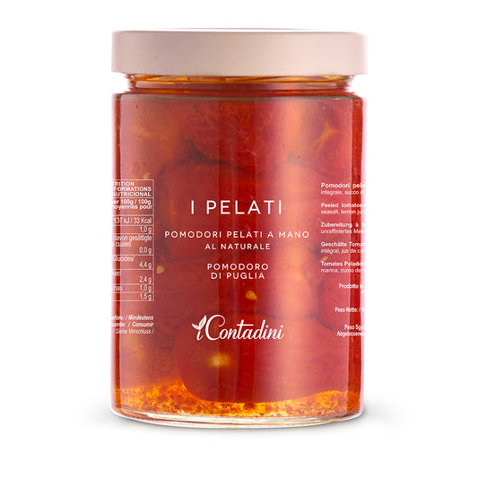 I Pelati Natural Long Tomatoes - 550g Jar - Authentic Sicilian Peeled Plum Tomatoes