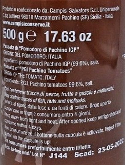 Tomato Passata di Pachino I.G.P. - 330g Bottle